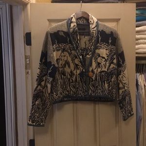 Lifestyle Blue & Cream Jacket Denim Trim Horses M